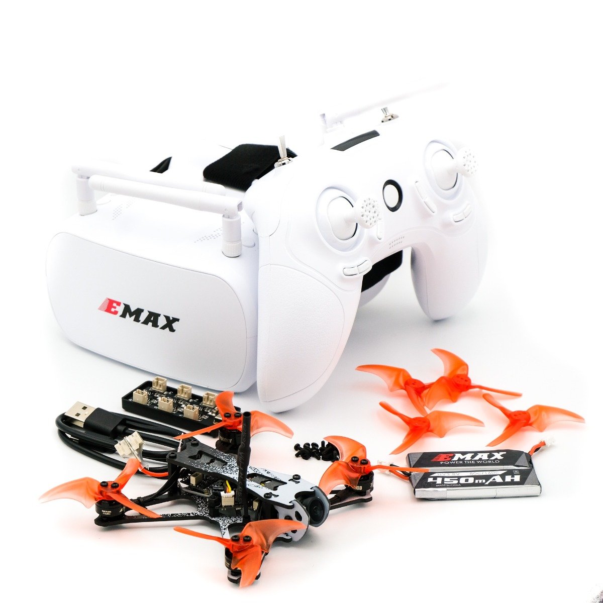 EMAX Tinyhawk II Freestyle RTF Kit - комплект: дрон з БК моторами, FPV окулярами, пультом, 2 батареями, з кейсом